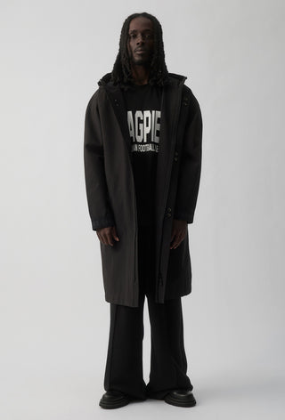 COLLINGWOOD MAGPIES - LONG WINDBREAKER JACKET - BLACK