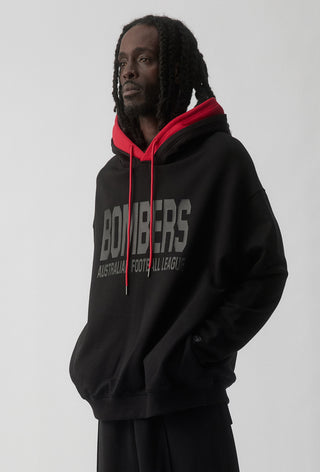 CLUB HOODIE - ESSENDON BOMBERS - BLACK