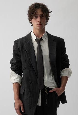 Re-Worn Macro Blazer - Charcoal Pinstripe