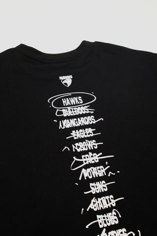 HIT LIST T-SHIRT - HAWTHORN HAWKS - BLACK