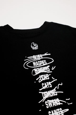 HIT LIST T-SHIRT - COLLINGWOOD MAGPIES - BLACK