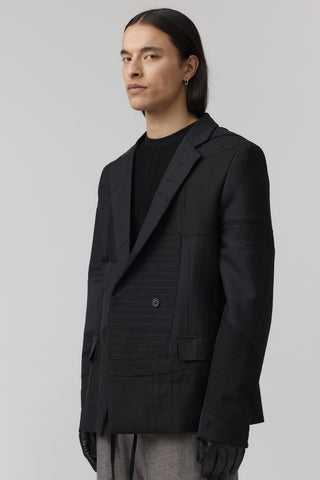 Re-Worn Macro Blazer - Charcoal Pinstripe