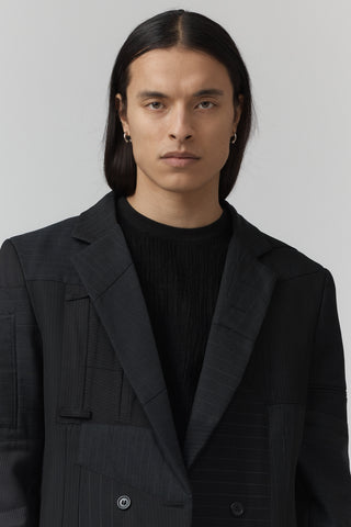 Re-Worn Macro Blazer - Charcoal Pinstripe