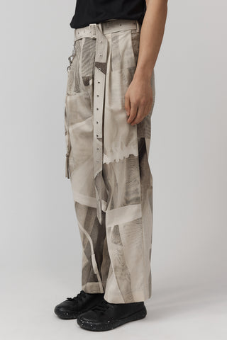 Belted Pleat Pant - Worn Print