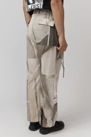 Belted Pleat Pant - Worn Print