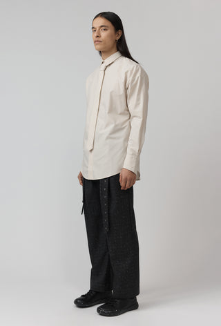 Macro Shirt With Tie – Ivory Pinstripe