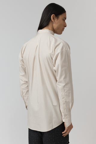 Macro Shirt With Tie – Ivory Pinstripe