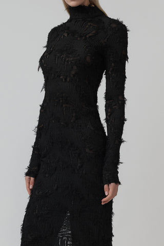 Body Dress - Distressed Pleat - Black