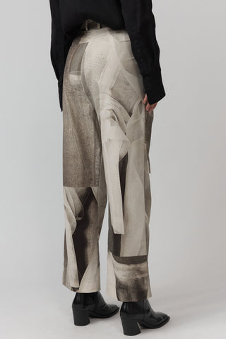Belted Pleat Pant - Worn Print