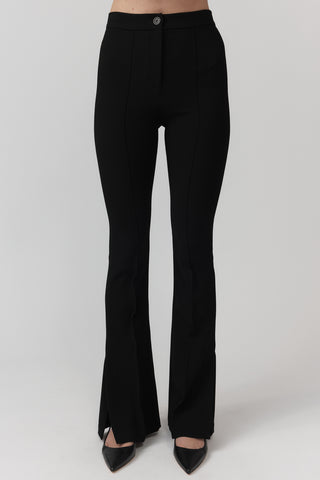 Pin Tuck Flare Pant - Black