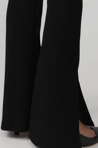 Pin Tuck Flare Pant - Black