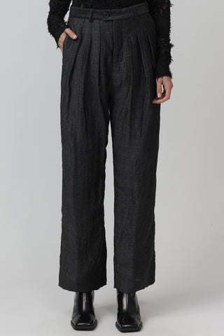 Pleat Pant - Crush Silk Charcoal