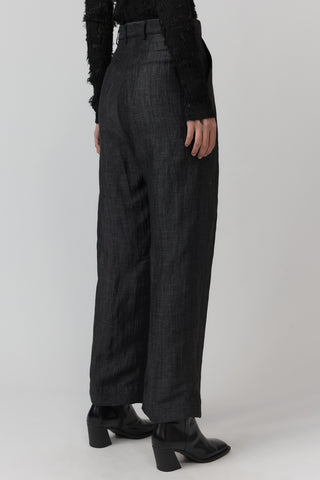 Pleat Pant - Crush Silk Charcoal
