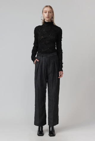 Pleat Pant - Crush Silk Charcoal