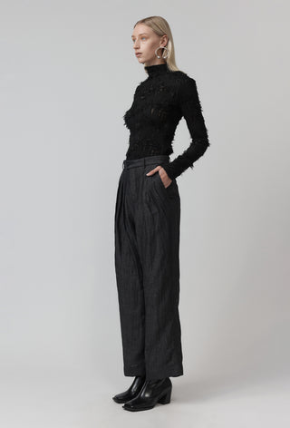 Pleat Pant - Crush Silk Charcoal