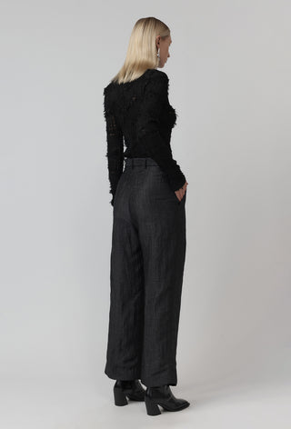 Pleat Pant - Crush Silk Charcoal