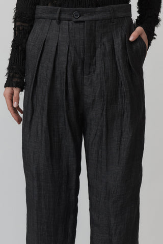 Pleat Pant - Crush Silk Charcoal