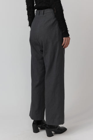 Pleat Pant - Linen - Grey