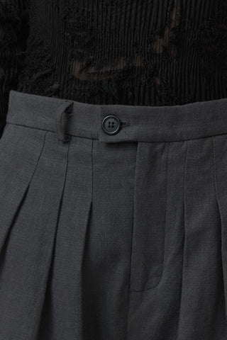 Pleat Pant - Linen - Grey