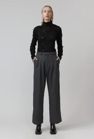 Pleat Pant - Linen - Grey