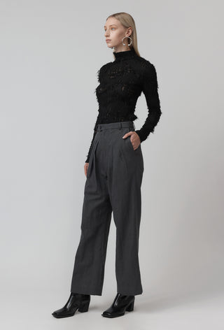 Pleat Pant - Linen - Grey