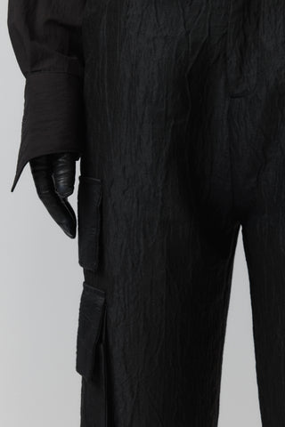 Cargo Service Pant - Silk Jacquard - Black
