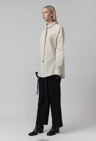 Macro Shirt With Tie – Ivory Pinstripe