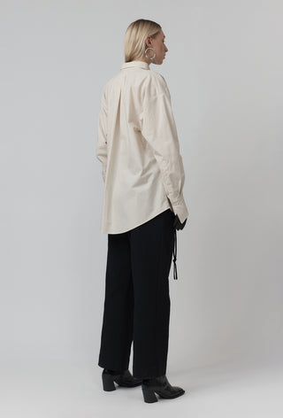 Macro Shirt With Tie – Ivory Pinstripe