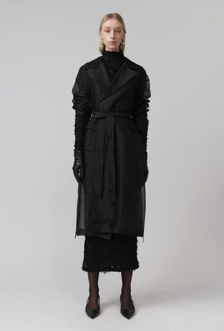 Silk Meta Veil Trench - Black