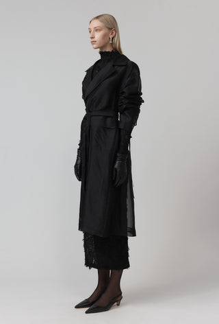 Silk Meta Veil Trench - Black