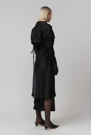 Silk Meta Veil Trench - Black