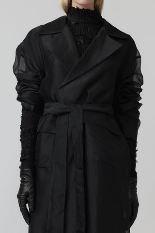 Silk Meta Veil Trench - Black