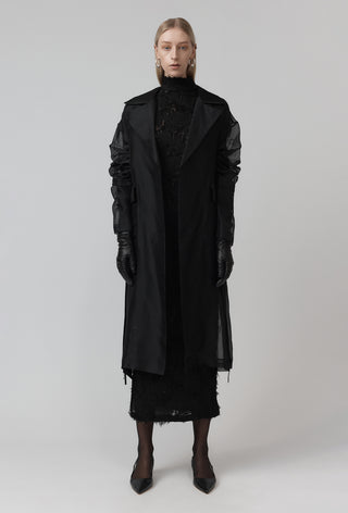 Silk Meta Veil Trench - Black