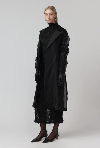 Silk Meta Veil Trench - Black