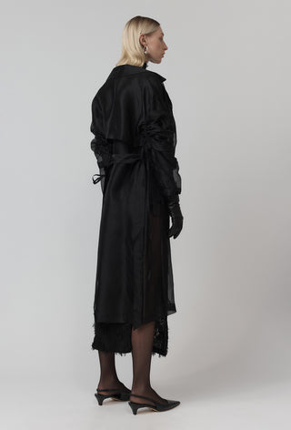 Silk Meta Veil Trench - Black