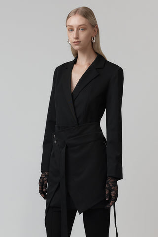 Wrap Blazer Dress - Black
