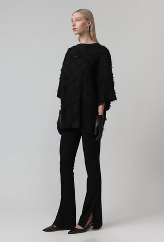 Macro Top - Distressed Pleat - Black