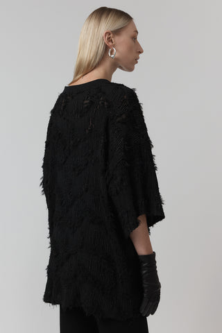 Macro Top - Distressed Pleat - Black