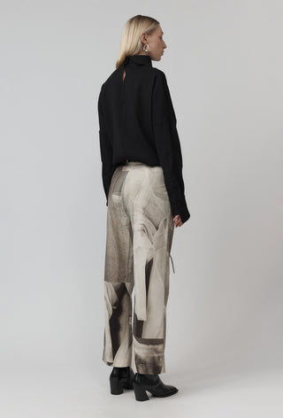Belted Pleat Pant - Worn Print
