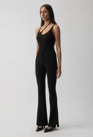 Pin Tuck Flare Pant - Black
